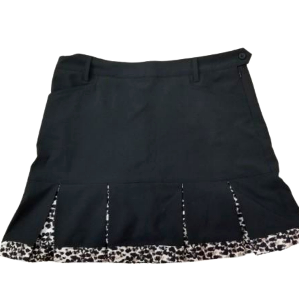 Daily Sports Womens sz 10 Black Leopard Pleated Skirt Skort 